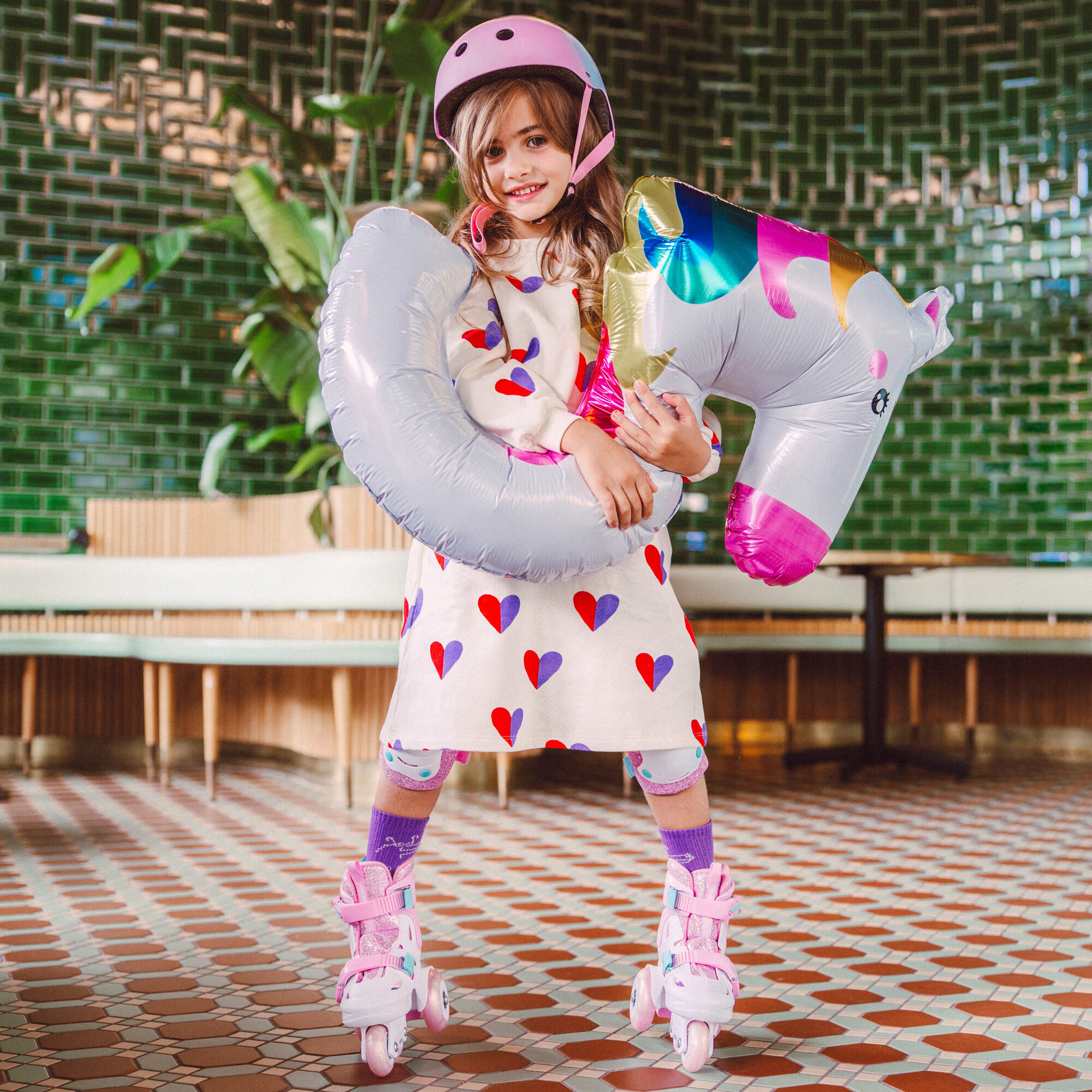 Conjunto de patins de rodas para crianças Cariboo Ballerina + proteções 3/8