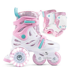 Set patins à roulettes enfants Cariboo Ballerina + protections roses