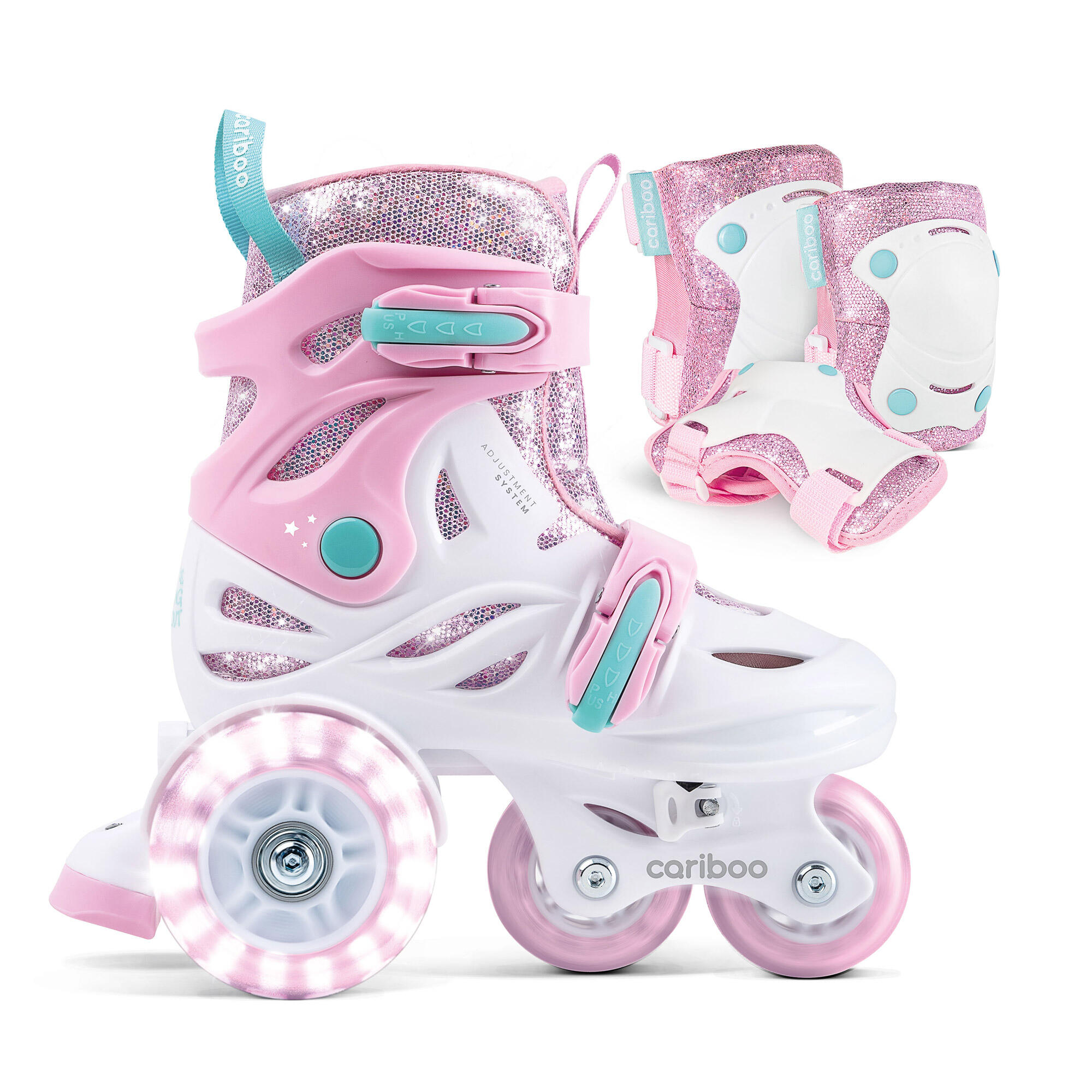 Cariboo - Set Patins À Roulettes Enfants Cariboo Ballerina + Protections Roses - Patins À Roulettes - Blanc|rose - Decathlon
