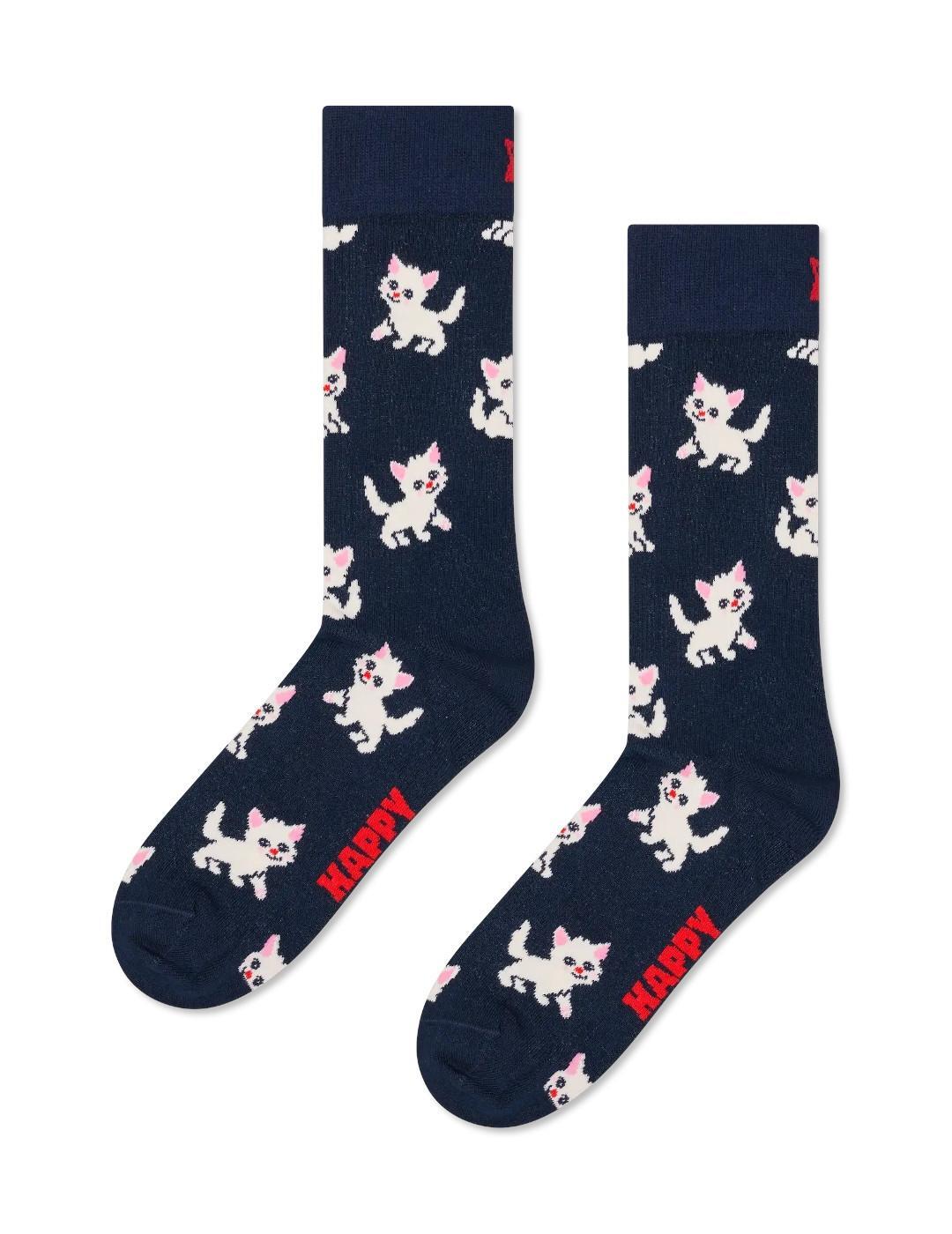 Sokken Happy Socks Model Kitten Kleur Blauw 3/4