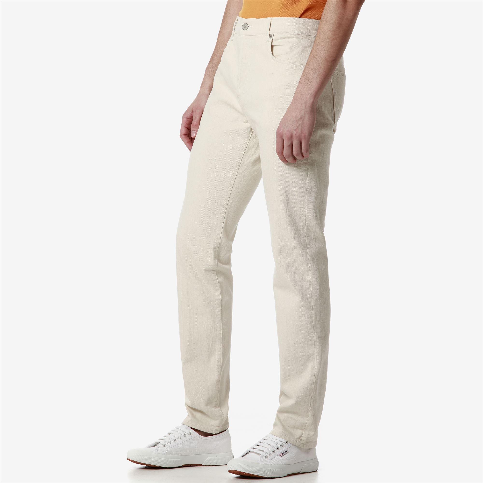 Pantaloni da uomo in cotone beige da jeans 4/5