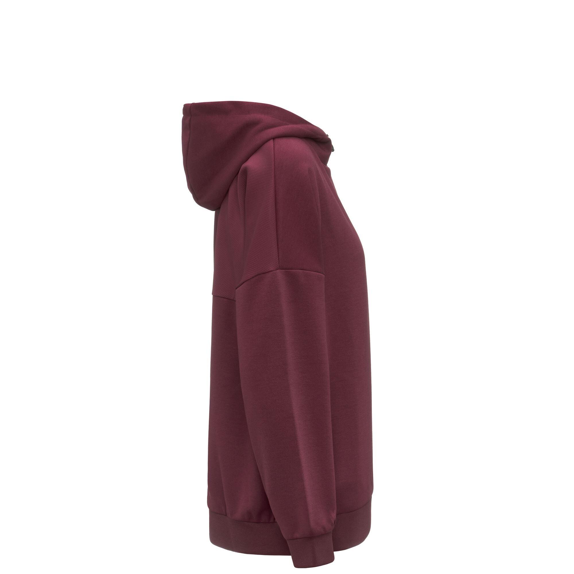 Felpa con cappuccio da donna in poliestere rosso da palestra 3/6