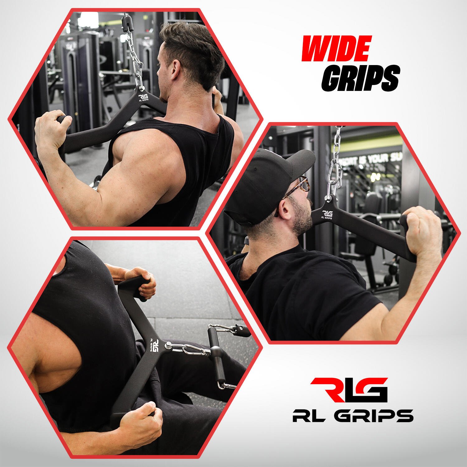 Pack de 5 Agarres Ergonómicos para Poleas de Gimnasio RL Grips para Jalón y Remo 3/7