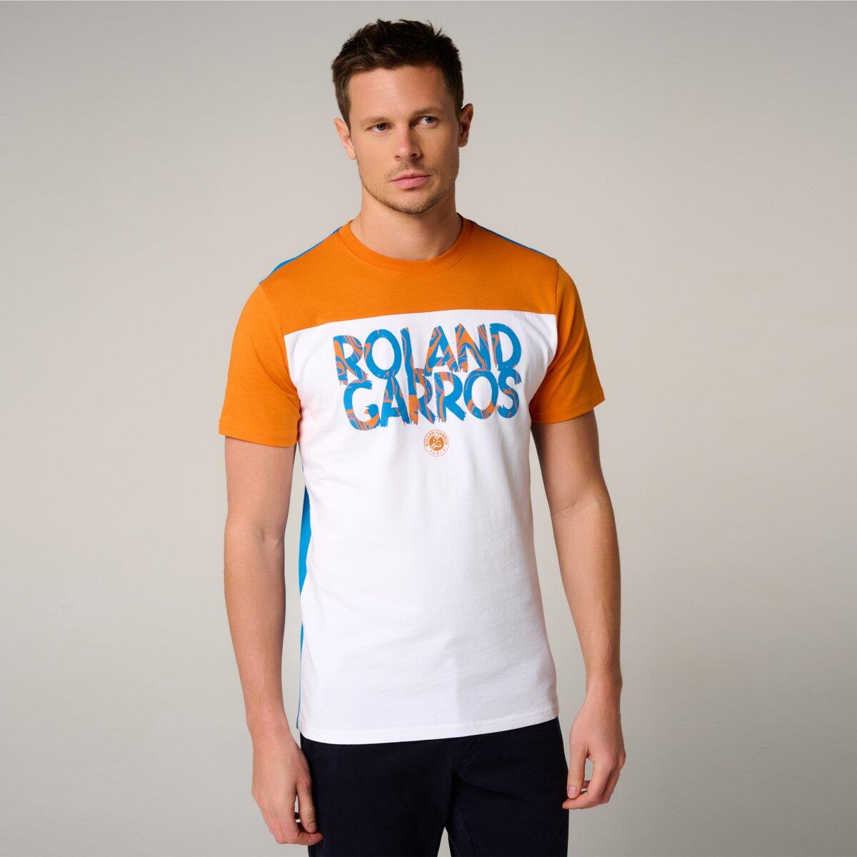 Roland Garros - T-shirt Pop Energy Homme Roland-garros - Blanc Et Terre Battue - Veste - Blanc - Decathlon