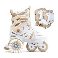 Set patins à roulettes enfants Cariboo Ballerina + protections dorées