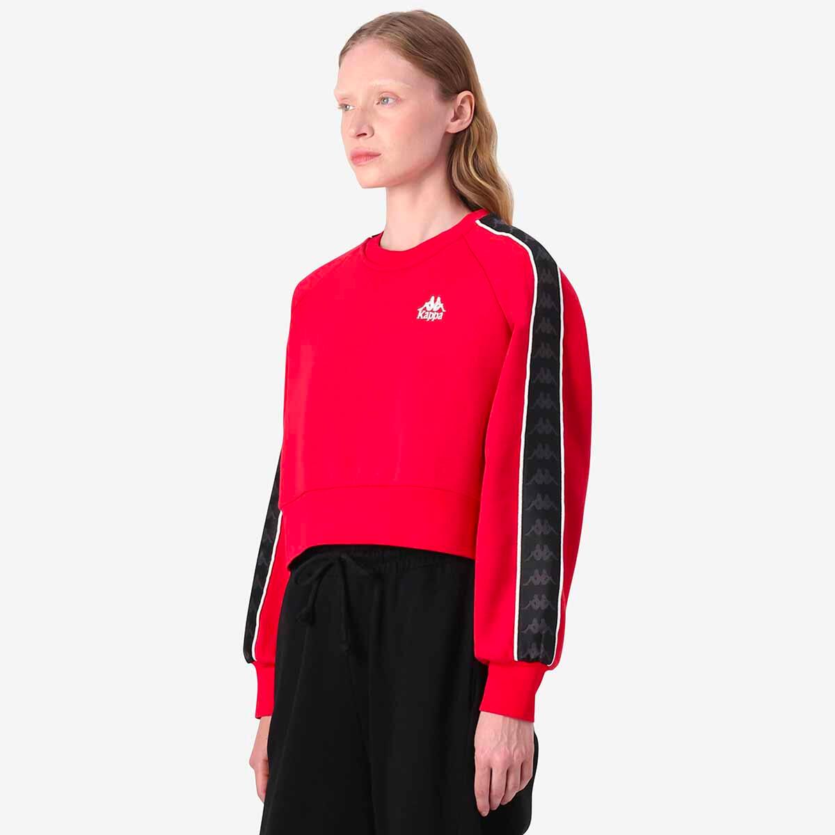 Felpa da donna in cotone rosso da streetwear sportivo 4/7