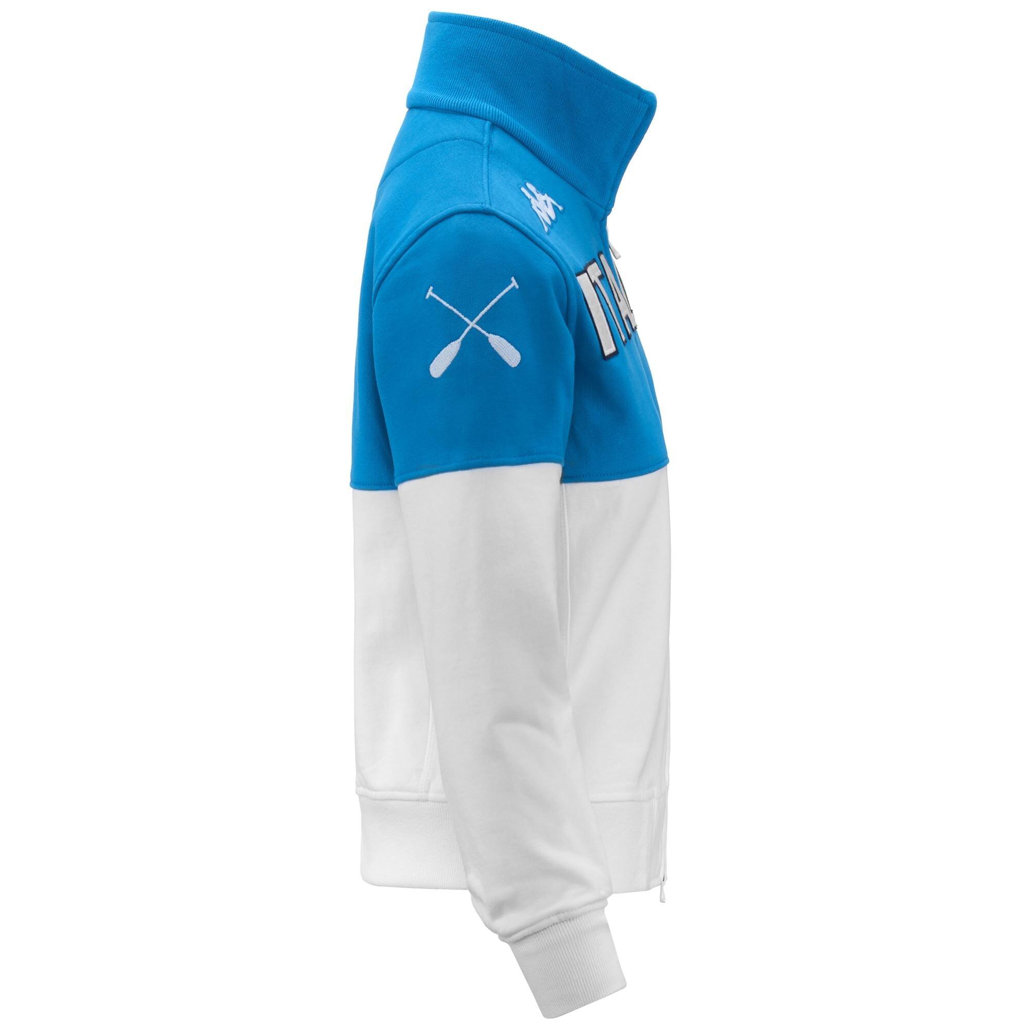 Felpa con zip da donna in cotone blu da canottaggio 3/4