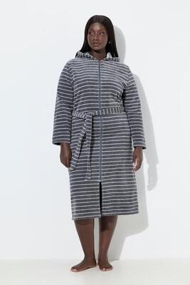 Dames nicky-badjas strepen capuchon strikceintuur lange mouw