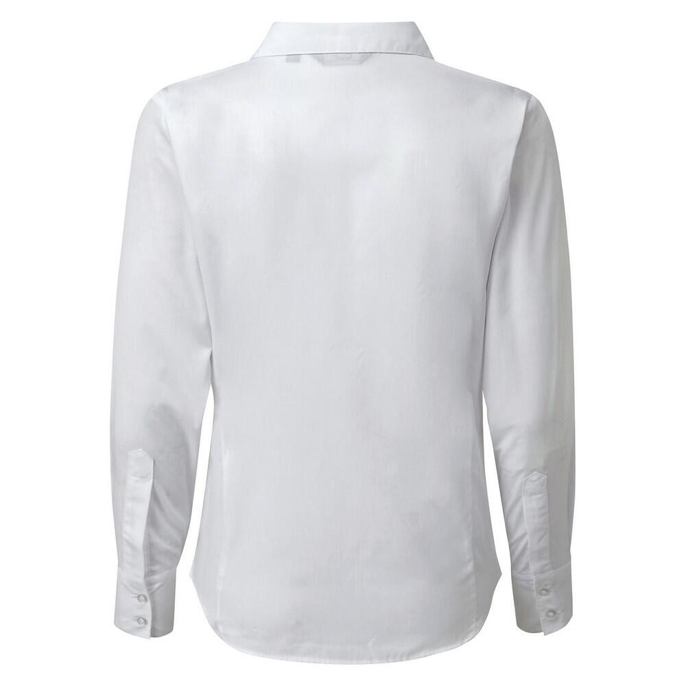 Blusa de Popelina de Manga Larga para Mujer Blanco 2/4
