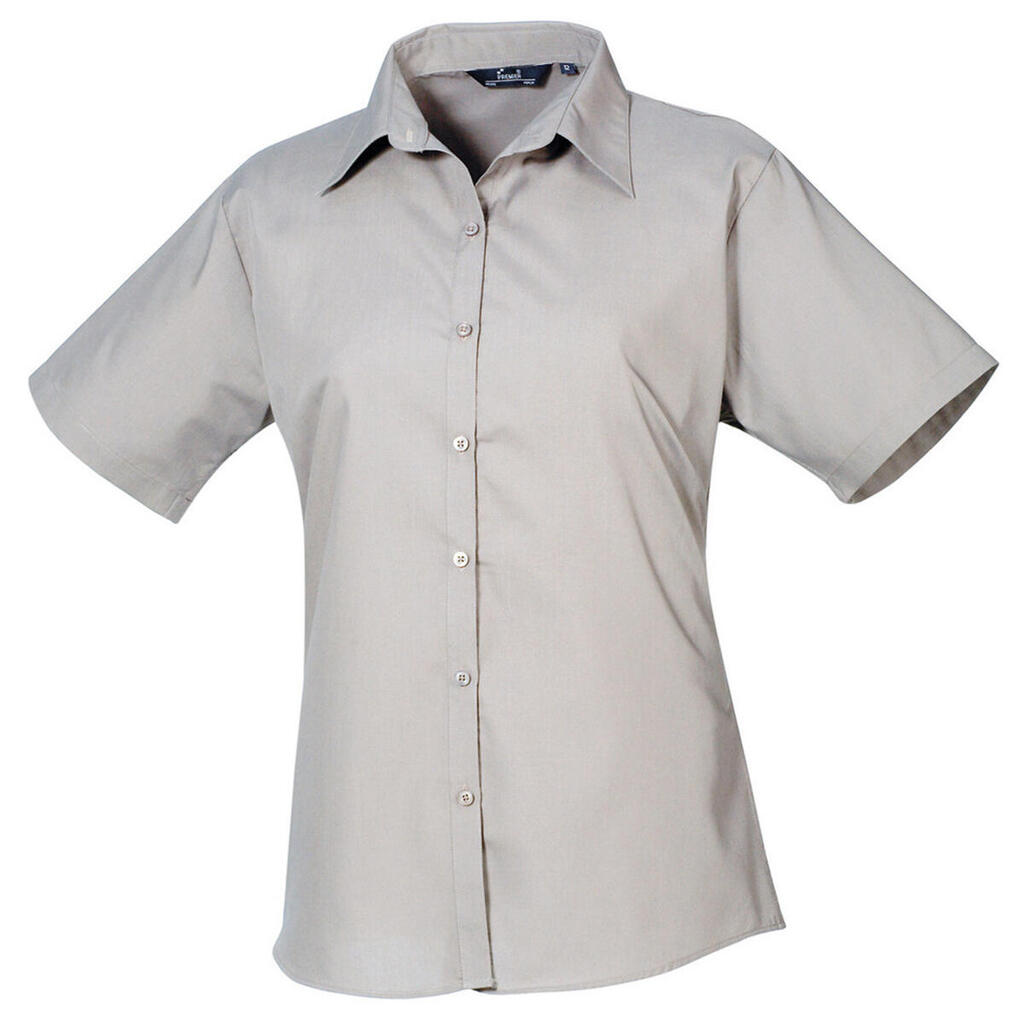 Womens/Ladies Poplin ShortSleeved Blouse (Silver)