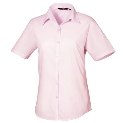 Dames popeline blouse met korte mouwen (koningsblauw)