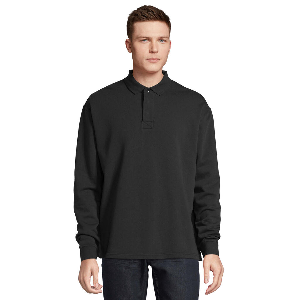Unisex Adult Heritage Polo Neck Sweatshirt (Black)