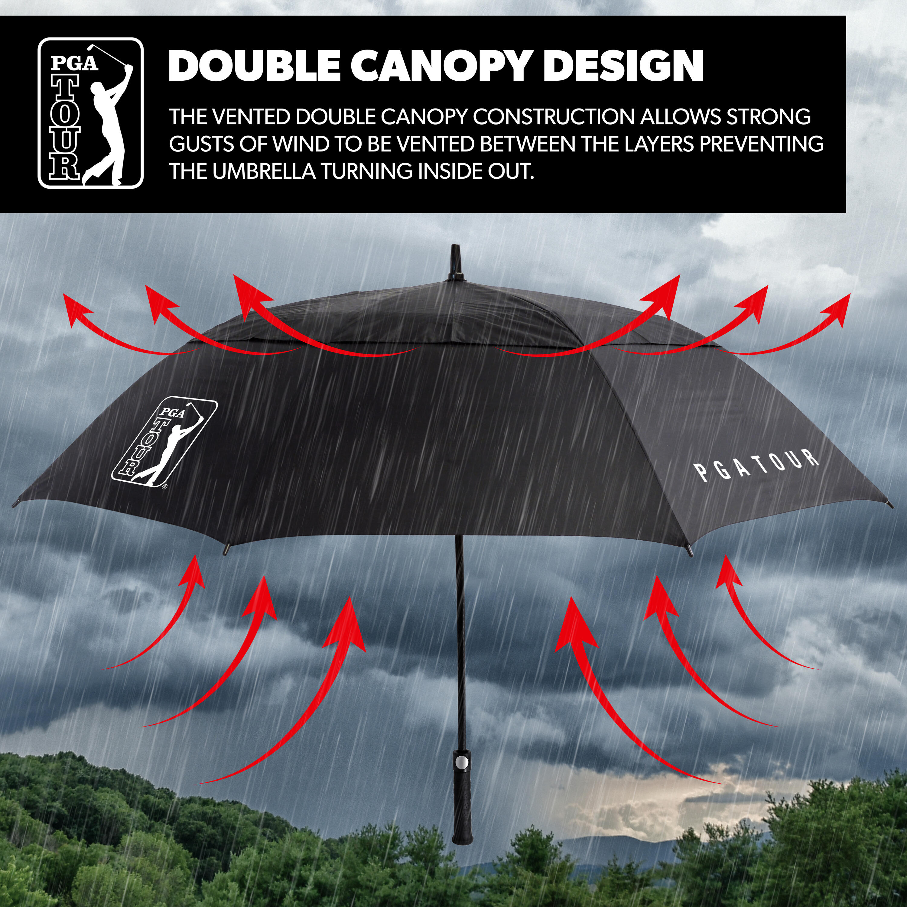 Golf Umbrella Windproof Black 6/7