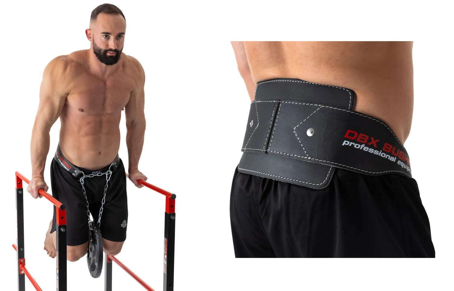 Pas obciążeniowy dip belt ze skóry naturalnej DBX Bushido 7/7