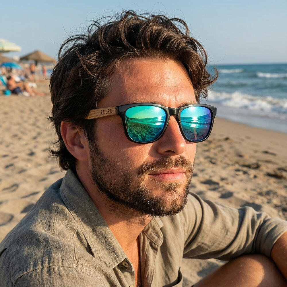 Lunettes de soleil en bois Feler 2505M-1 unisexe, taille 48 mm 4/6