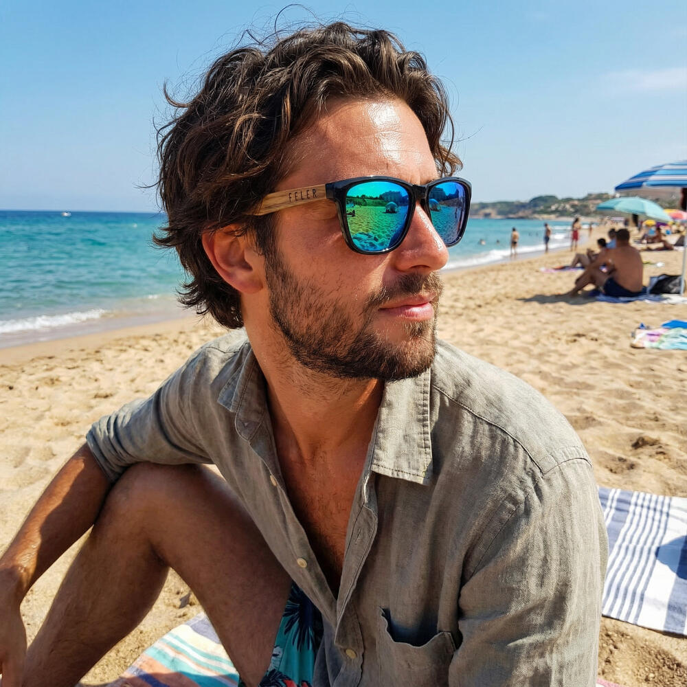 Lunettes de soleil en bois Feler 2505M-1 unisexe, taille 48 mm 5/6