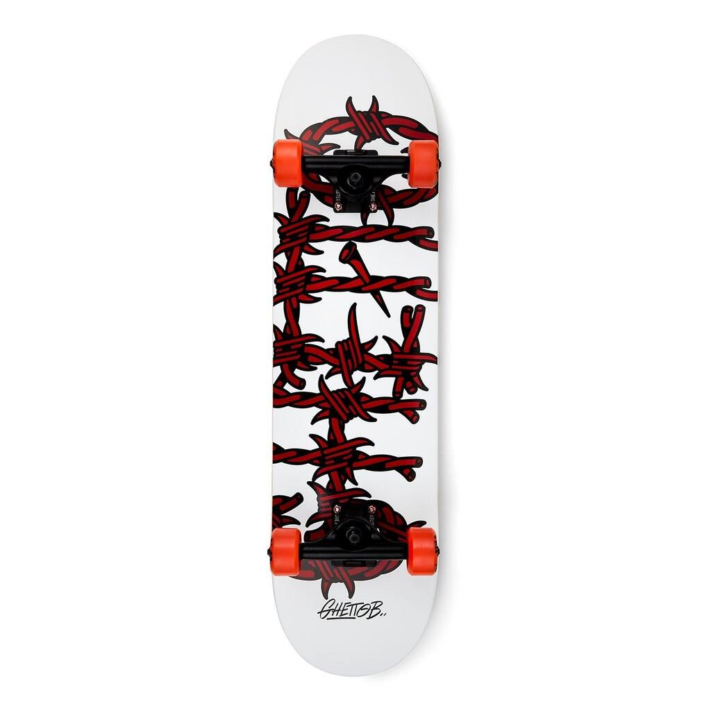 Ghettoblaster Skateboard for Beginners, Barded Wire Red, 8.25"