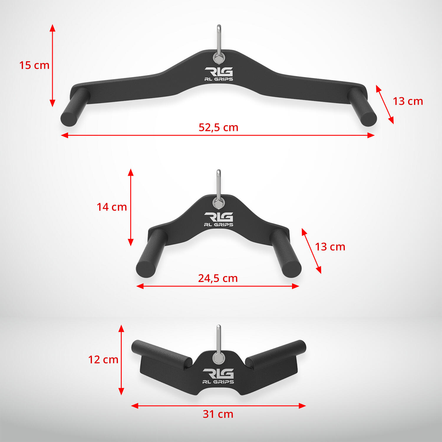 Pack de 3 Agarres para Entrenamiento de Espalda en Poleas de Gimnasio RL Grips 5/7