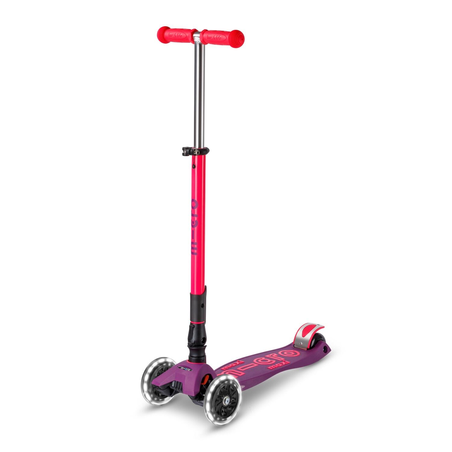 Micro - Trottinette Enfant Maxi  Deluxe Pliable Néon  Led - Trottinette - Rose - No Size - Decathlon