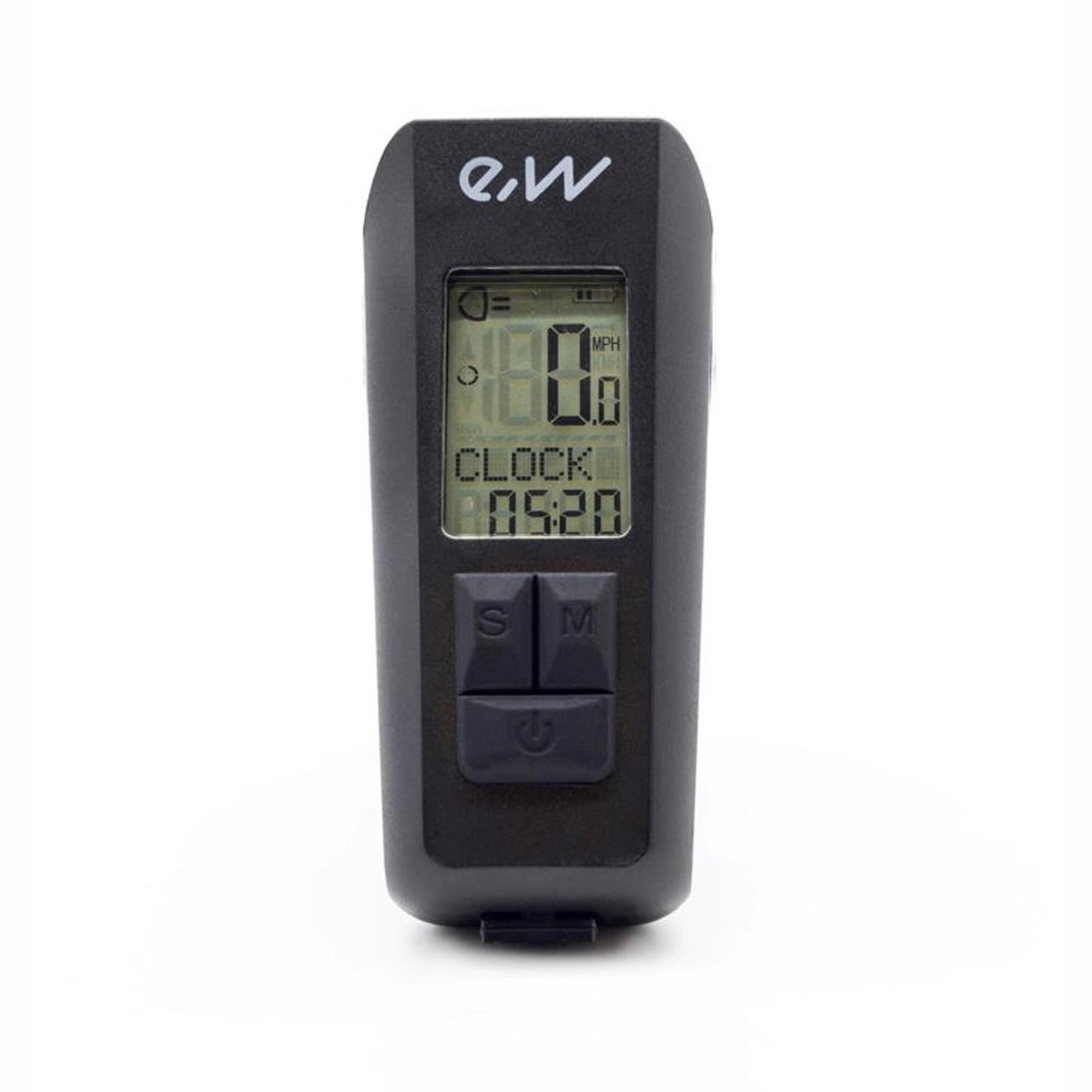 Luz led frontal recargable EWL011 con display de velocidad,temperatura,hora y Km 3/5