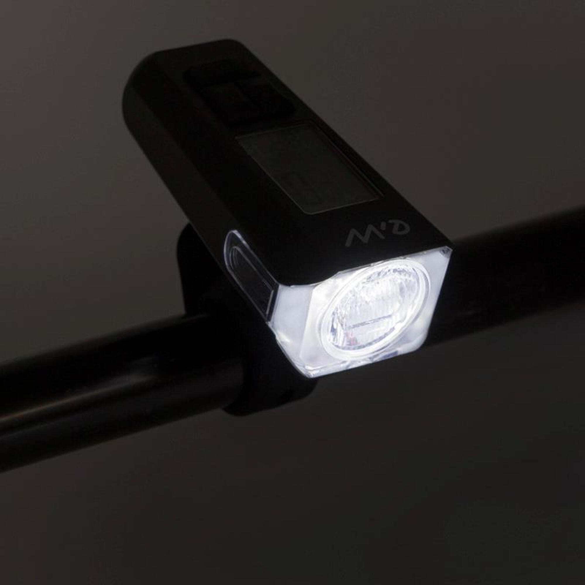Luz led frontal recargable EWL011 con display de velocidad,temperatura,hora y Km 2/5