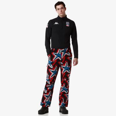 Pantaloni tuta da uomo in poliestere nero da sci