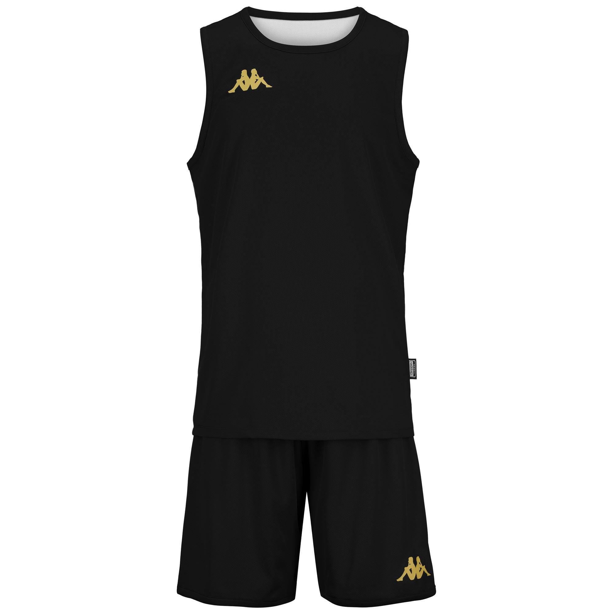 Completo canotta pantaloncino da uomo in poliestere nero da basket 2/7