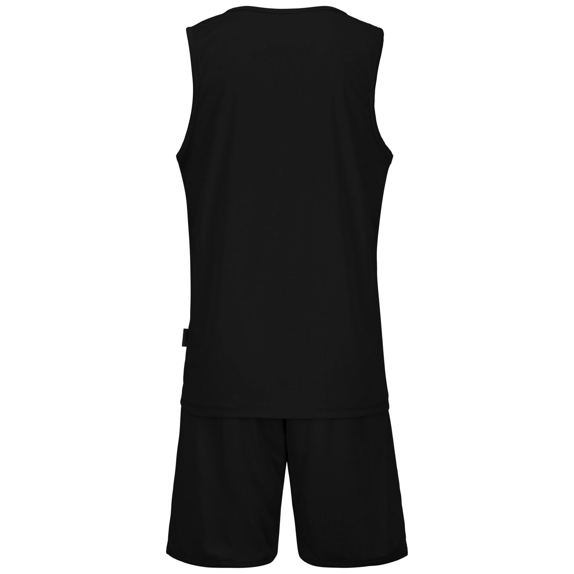 Completo canotta pantaloncino da uomo in poliestere nero da basket 4/7