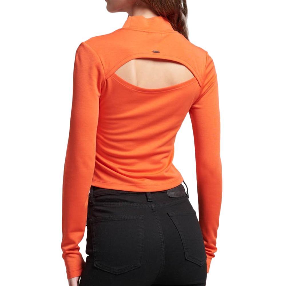 Superdry Damen Langarmshirt Orange mit Offenem Rücken 3/6
