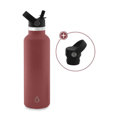 Go waterfles rvs burgundy 710 ml - dop met rietje