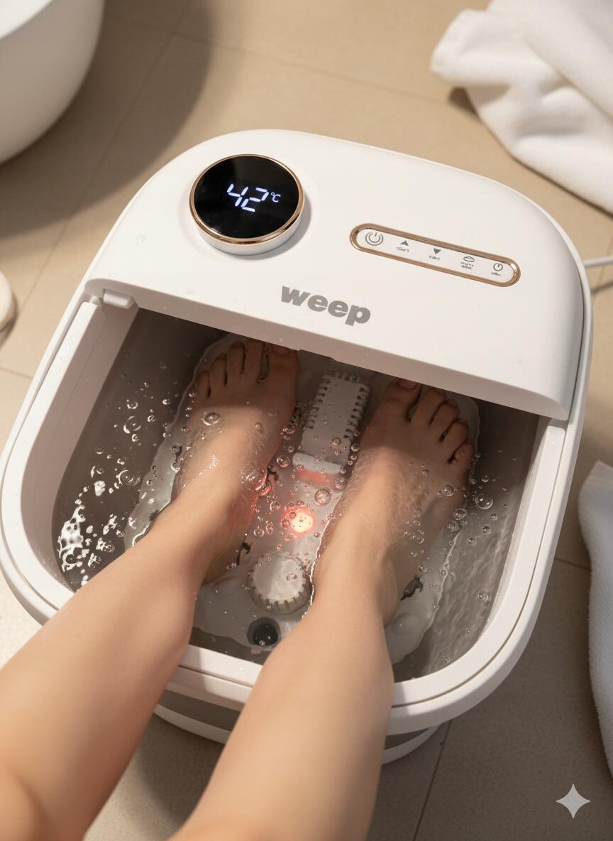 Masażer do stóp wodny Weep T5 Pro składany hydromasażer grzanie rolki 500W 2/7
