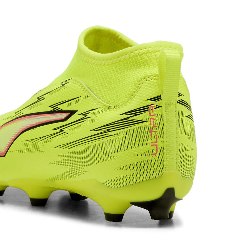 Ghete fotbal copii fără șireturi Ultra 6 Match+, galben neon PUMA