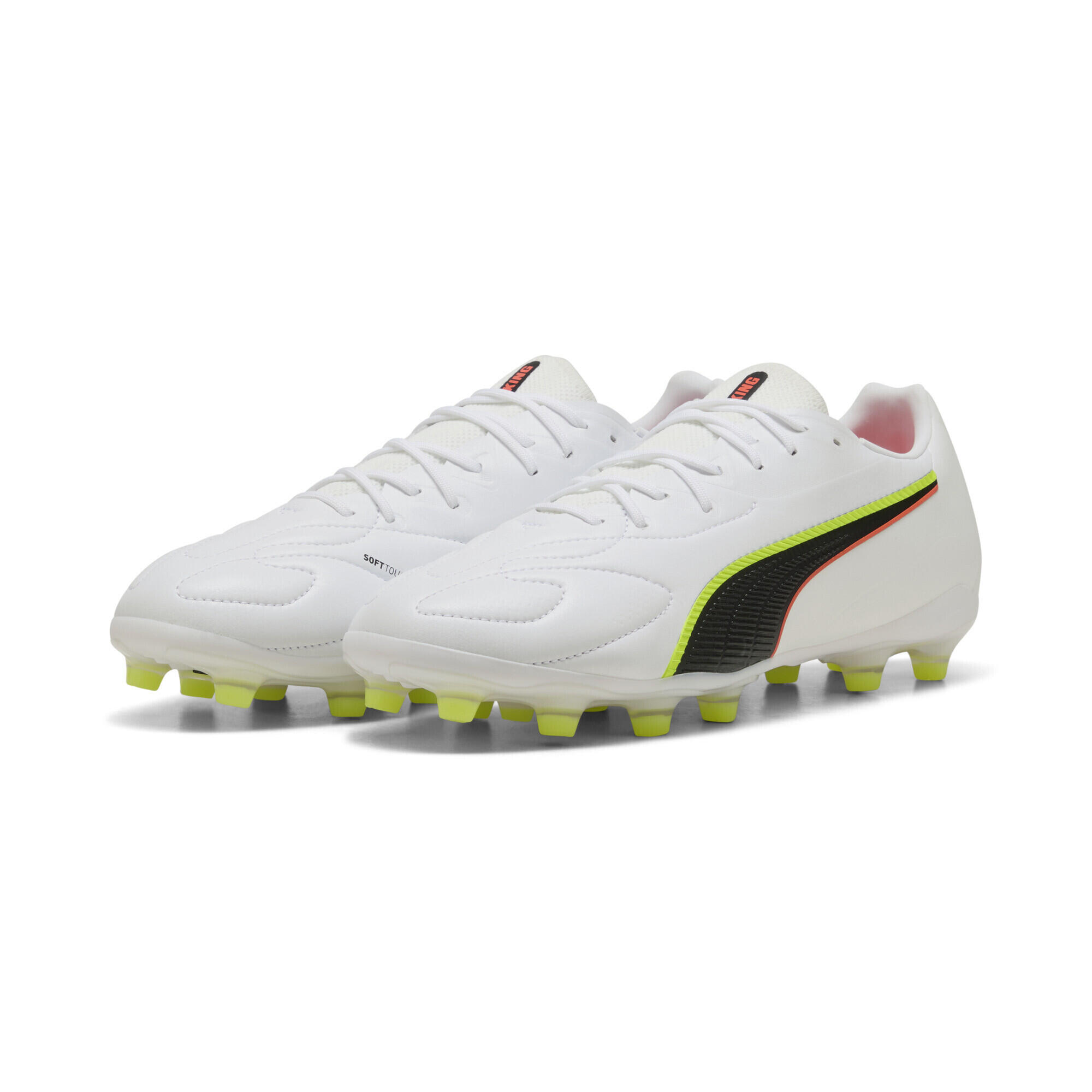 Puma - Chaussures De Football King 20 Match Fg/ag Unisexe Puma - Chaussures De Football - Blanc|jaune|rouge - Decathlon