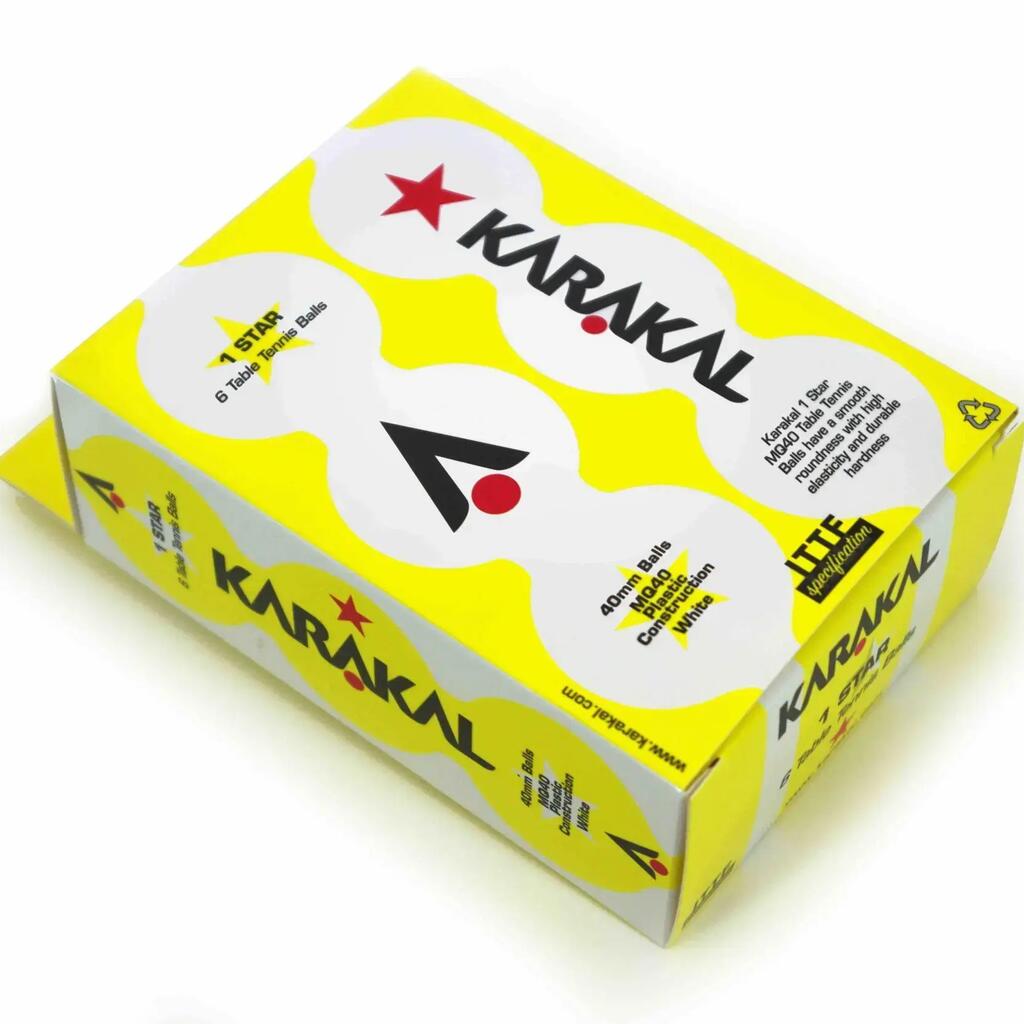 Karakal 1 Star Table Tennis 40mm Poly Starter Balls Pack of 6 - Orange
