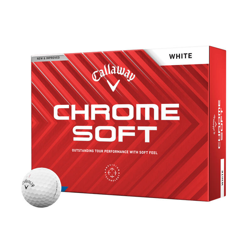 Caixa de 12 bolas de golfe brancas macias cromadas NOVA Callaway 1/3