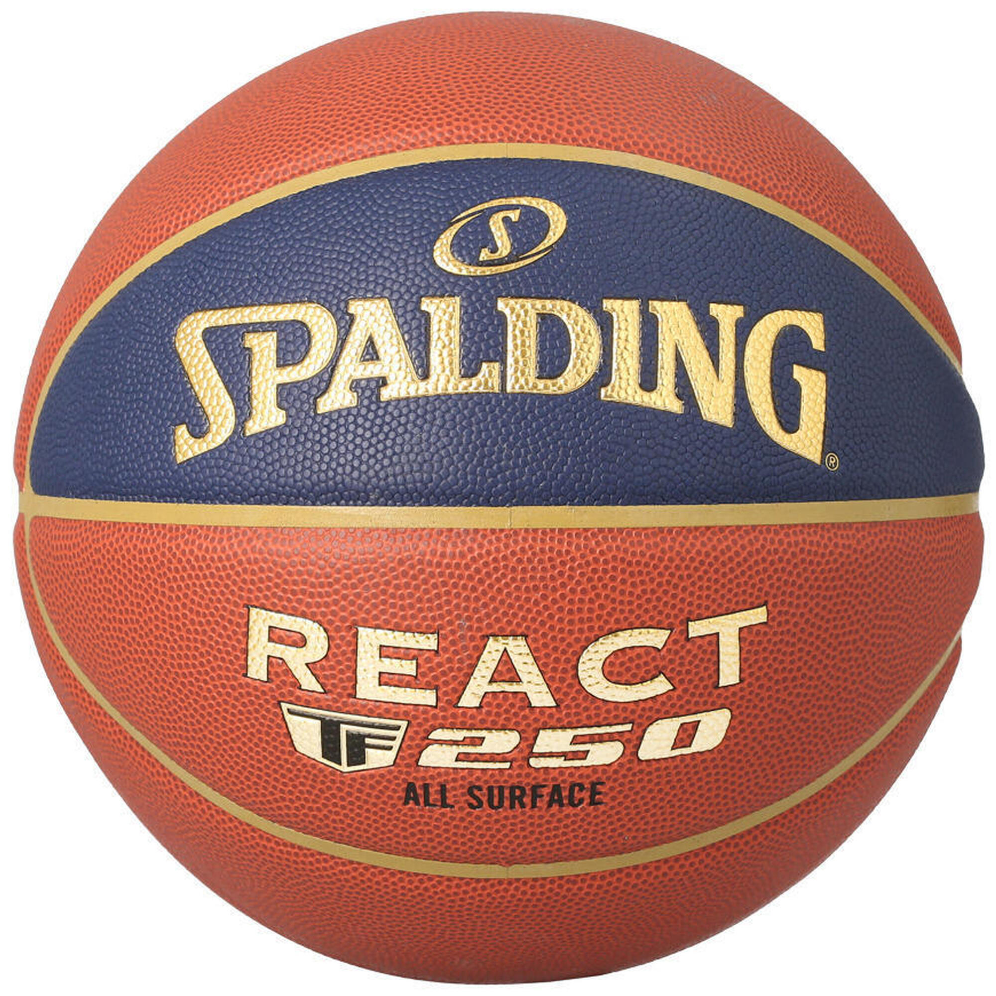 Spalding - Ballon De Basketball Spalding React Tf 250 Lnb 2022 T7 - Ballon De Basket - Bleu|orange - 7 - Decathlon