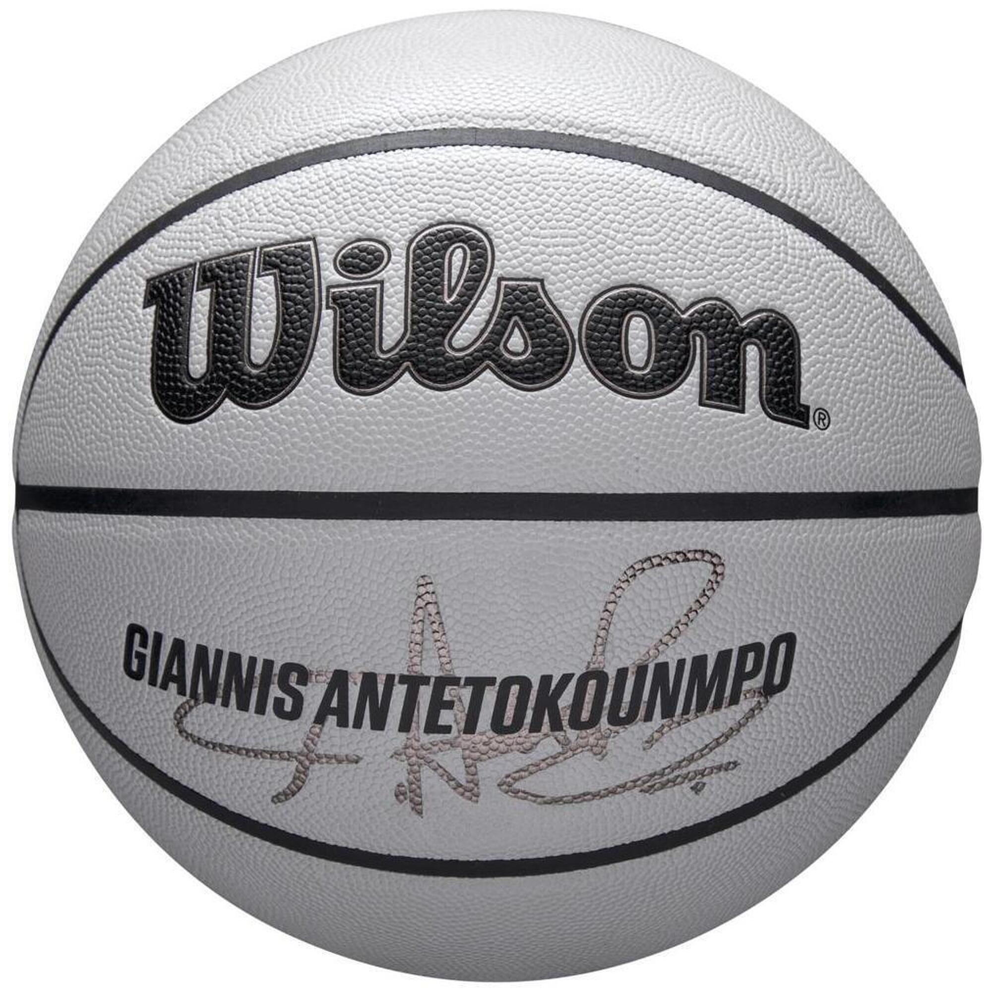 Wilson - Ballon De Basket Wilson Nba Player Icon Uv Giannis Antetokounmpo - Ballon De Basket - Blanc - 7 - Decathlon