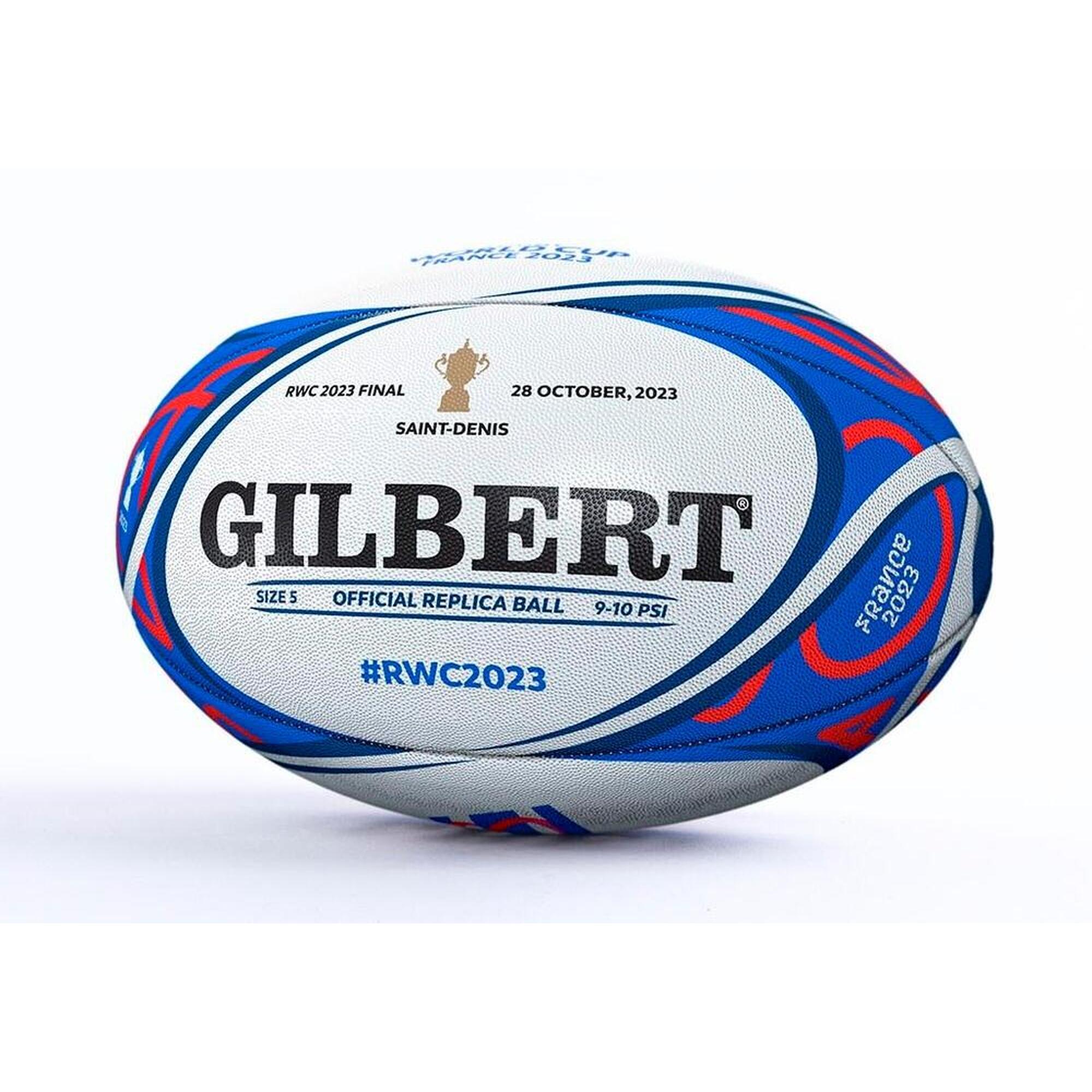 Gilbert - Ballon De Rugby Gilbert Officiel Réplica De La Finale Coupe Du Monde 2023 - Ballon De Rugby - Blanc - 5 - Decathlon