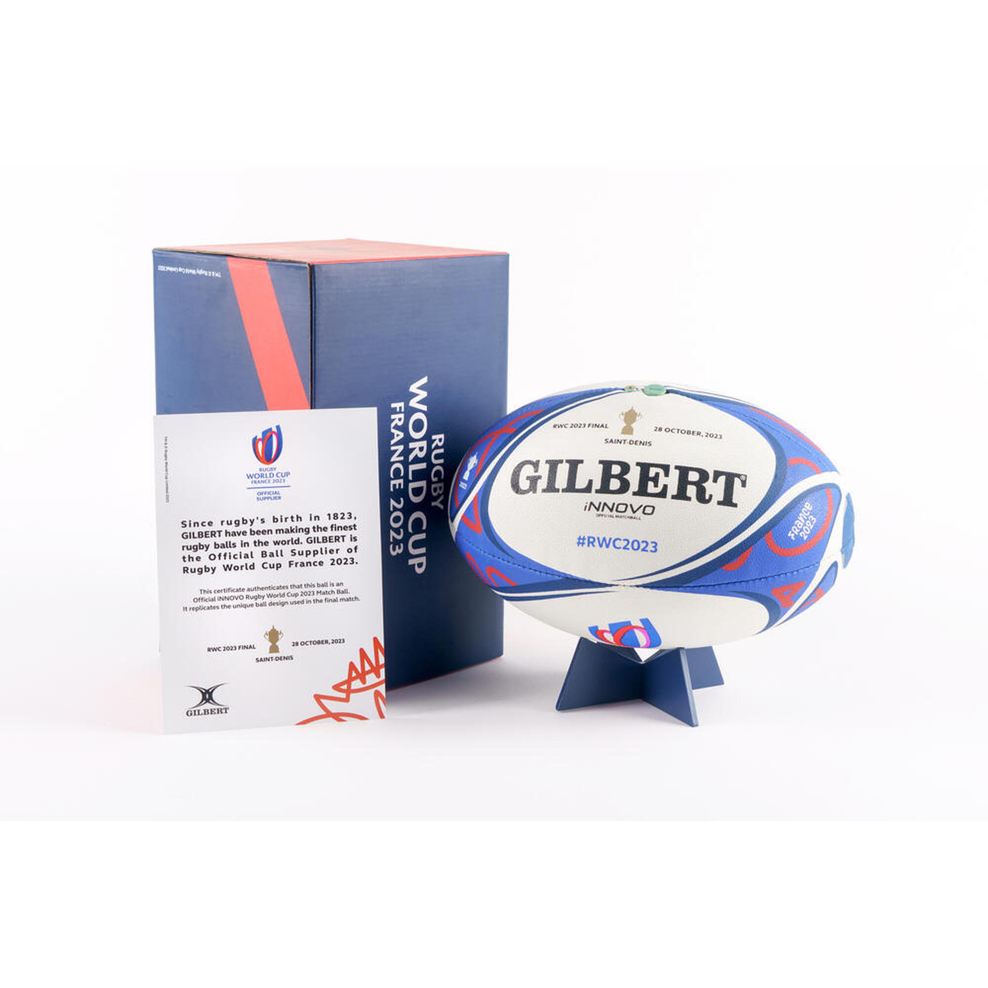 Gilbert - Ballon De Rugby Gilbert Officiel Match De La Finale Coupe Du Monde 2023 - Ballon De Rugby - Blanc - 5 - Decathlon