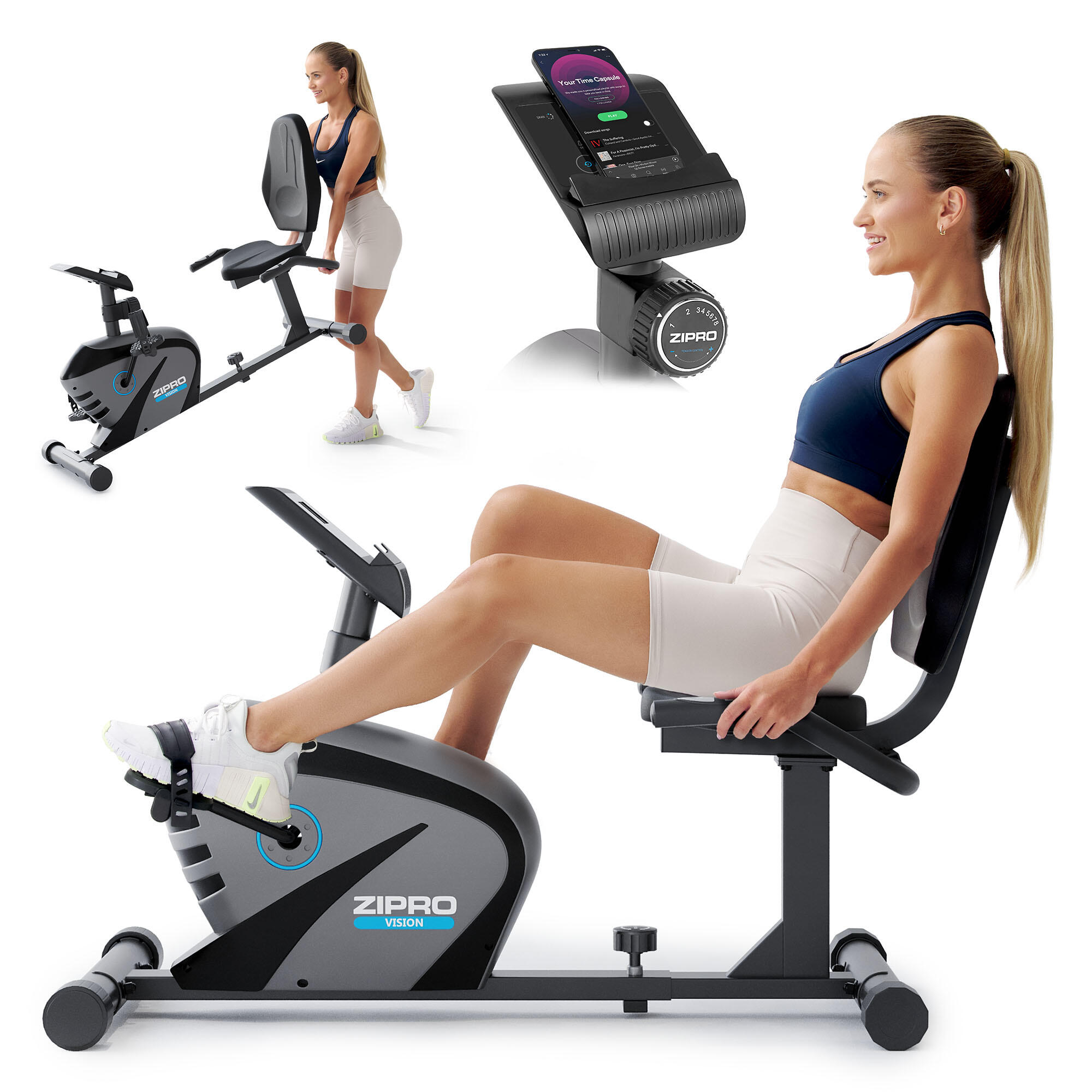 Bicicletă de Apartament magnetică orizontala Zipro Vision volantă 7 kg fitness