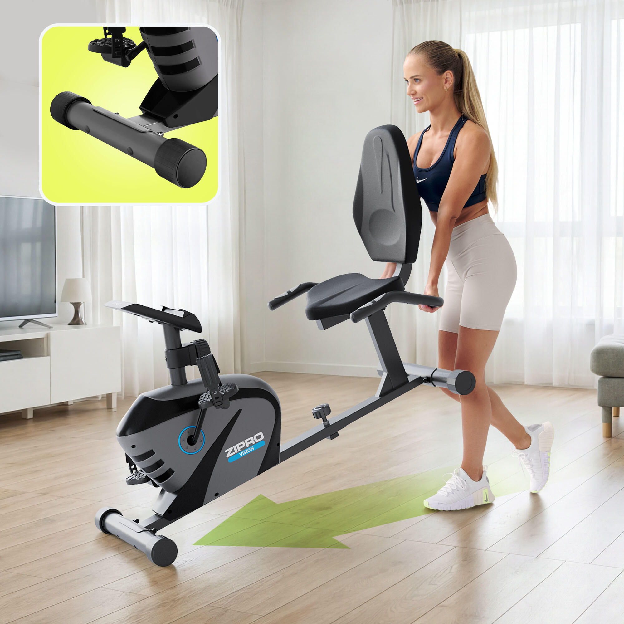 Vélo couché magnétique Zipro Vision pour fitness et cardio 7/8