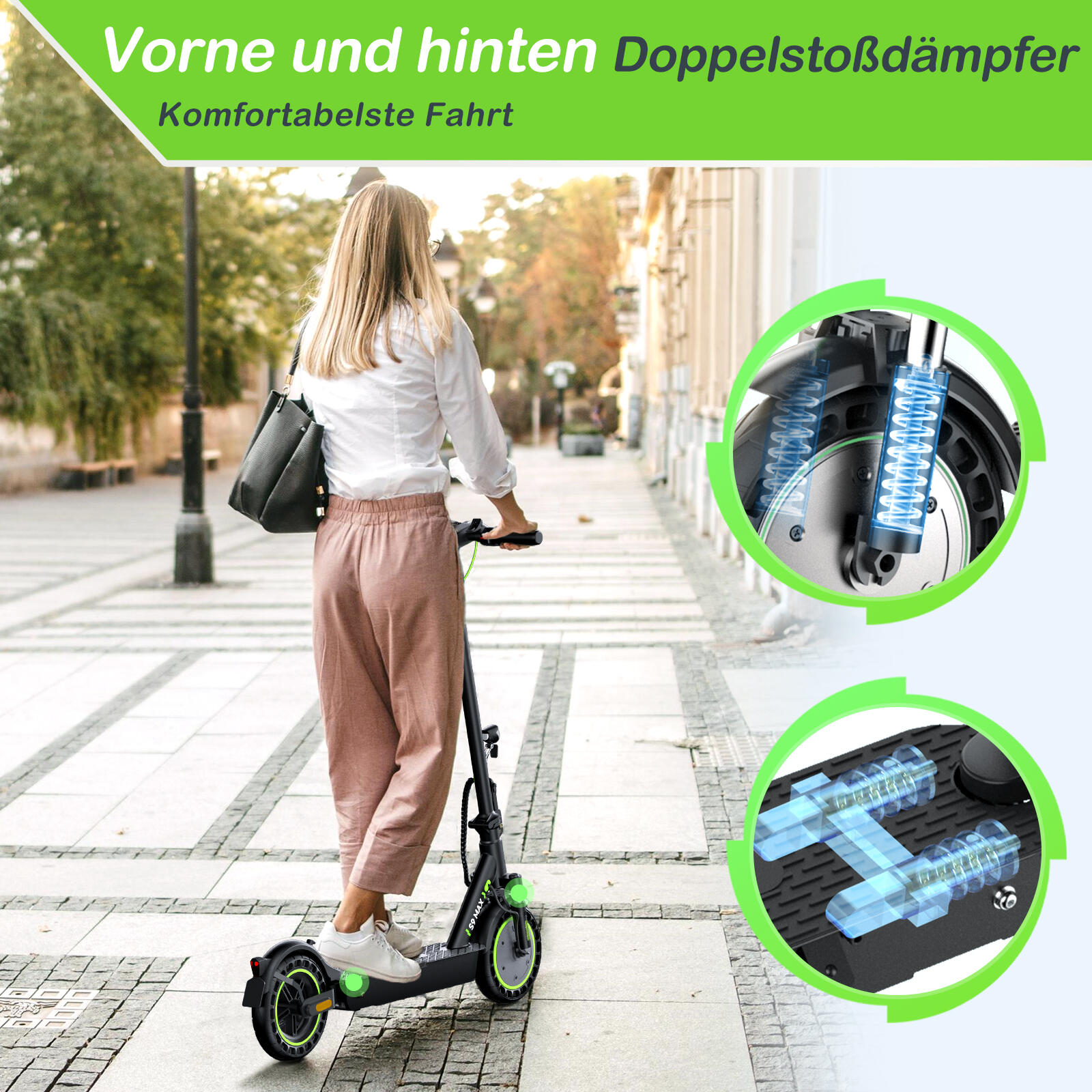 Trottinette électrique isinwheel S9 Max - Moteur 500 W, batterie 36 V 10,4 Ah 7/7