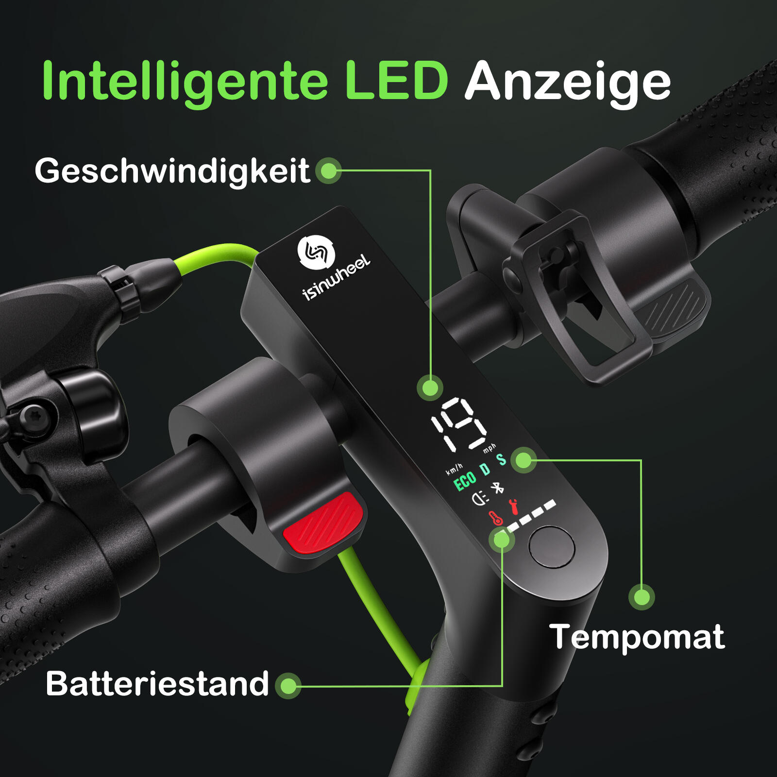 Trottinette électrique isinwheel S9 Max - Moteur 500 W, batterie 36 V 10,4 Ah 4/7