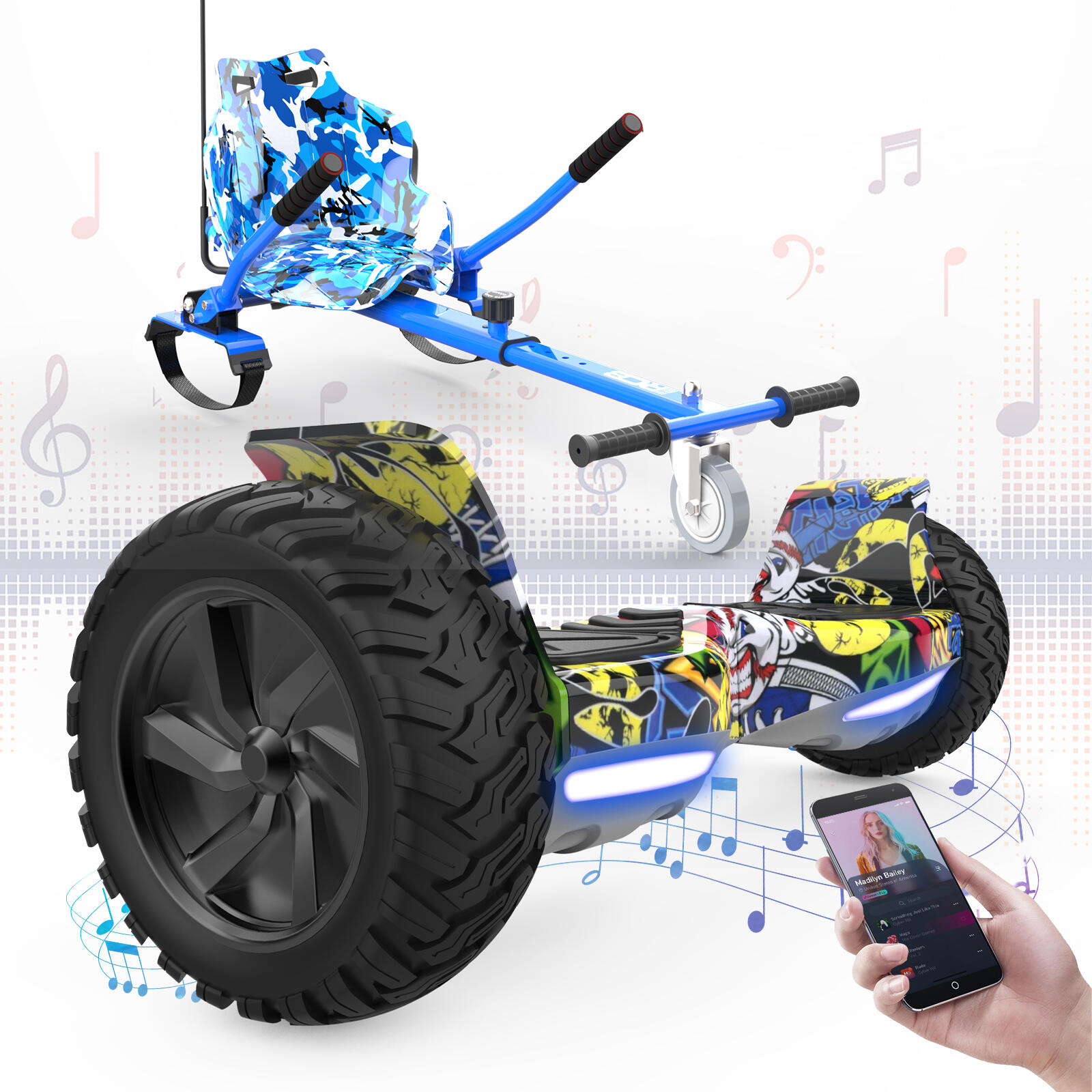 Rcb - Hoverboards Avec Go-kart 8.5 Pouces, Bluetooth Rcb-hy-a16 - Hoverboard - Bleu|jaune - Decathlon