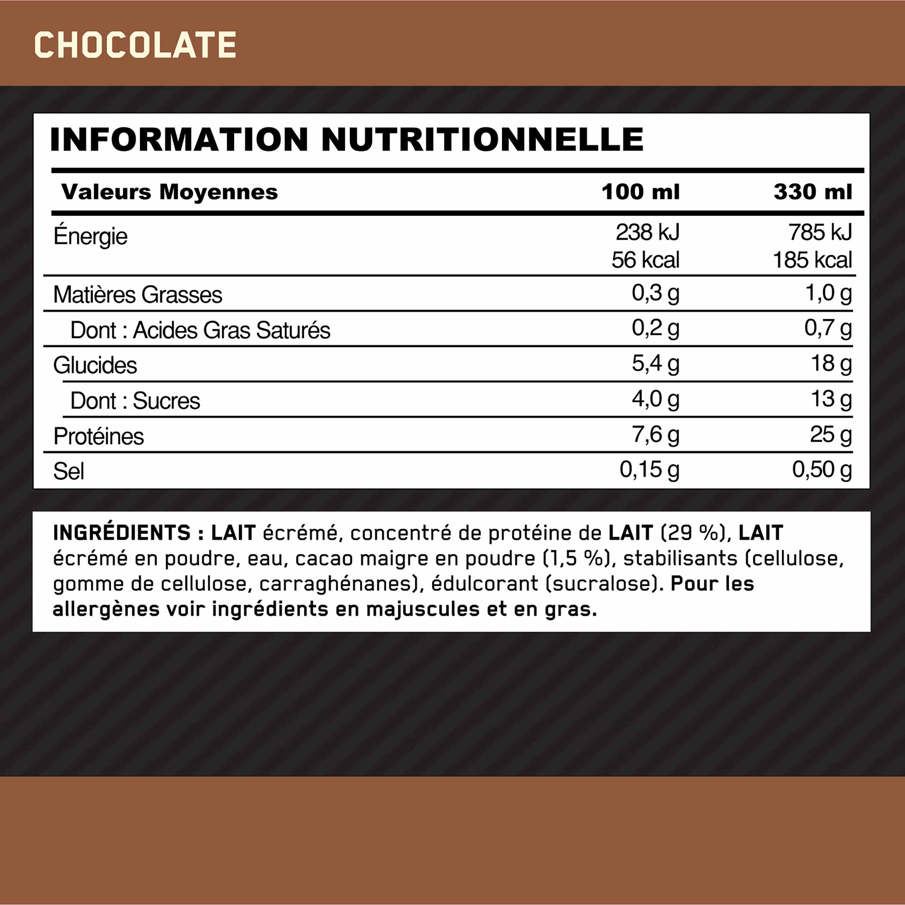 Pack de 12 Shakes Protéinés Chocolat 330 ml – 25 g de Protéines 4/6
