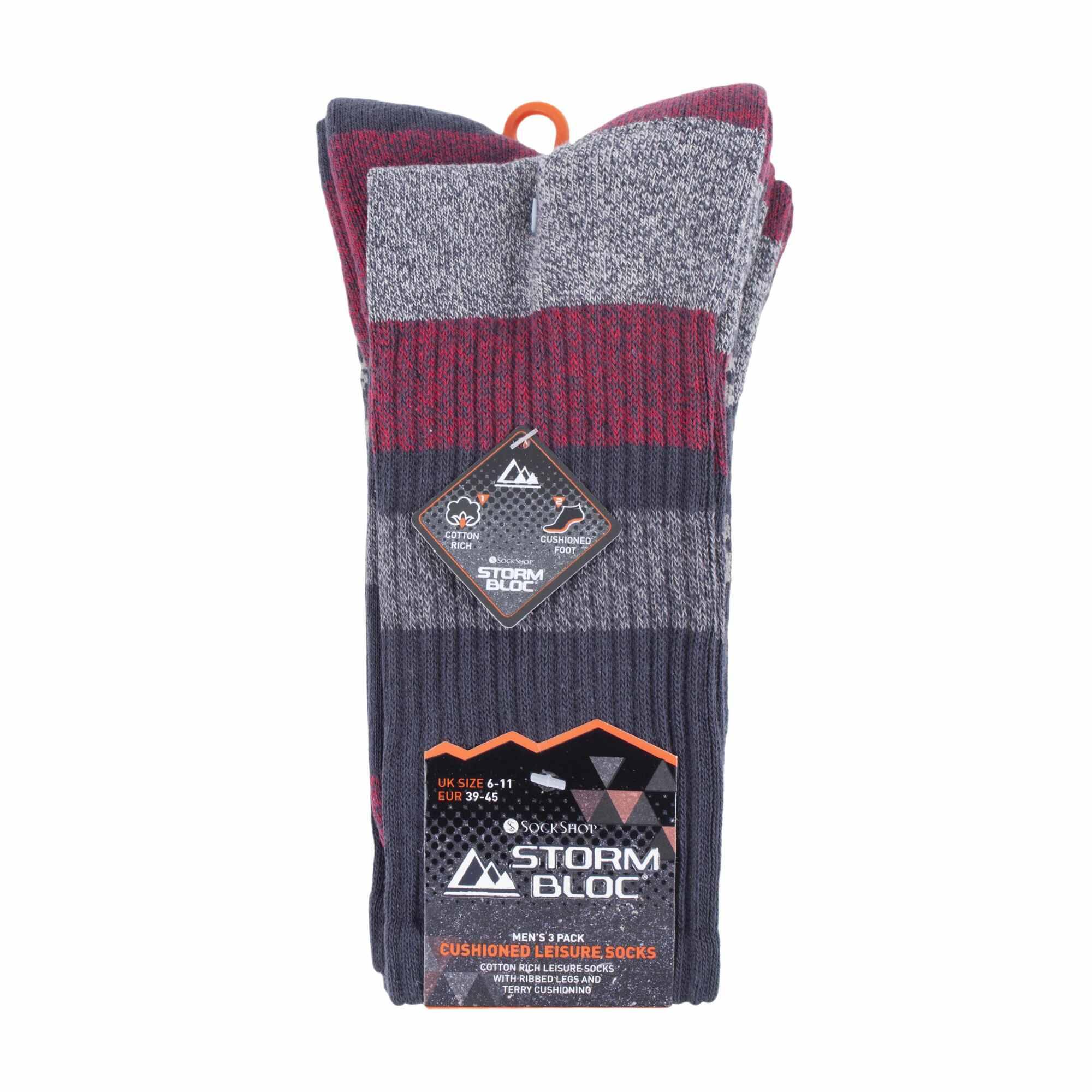 Storm Bloc - 3 Paires Chaussettes Rayées Randonnée Homme Coton Été 2/3