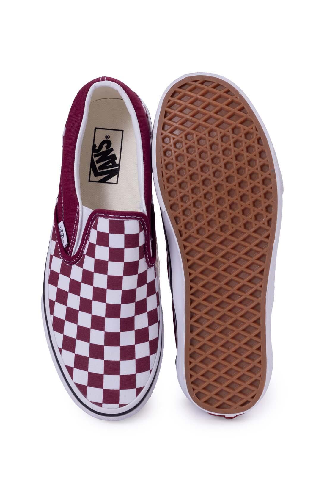 Baskets Vans Slip-On bordeaux à damier 4/7