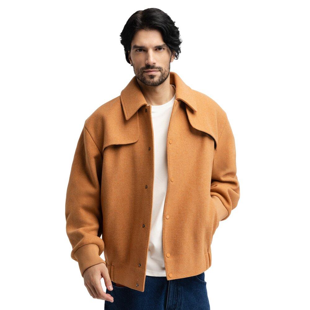 Men 's wool bomber jacket Gobi Camel Brown
