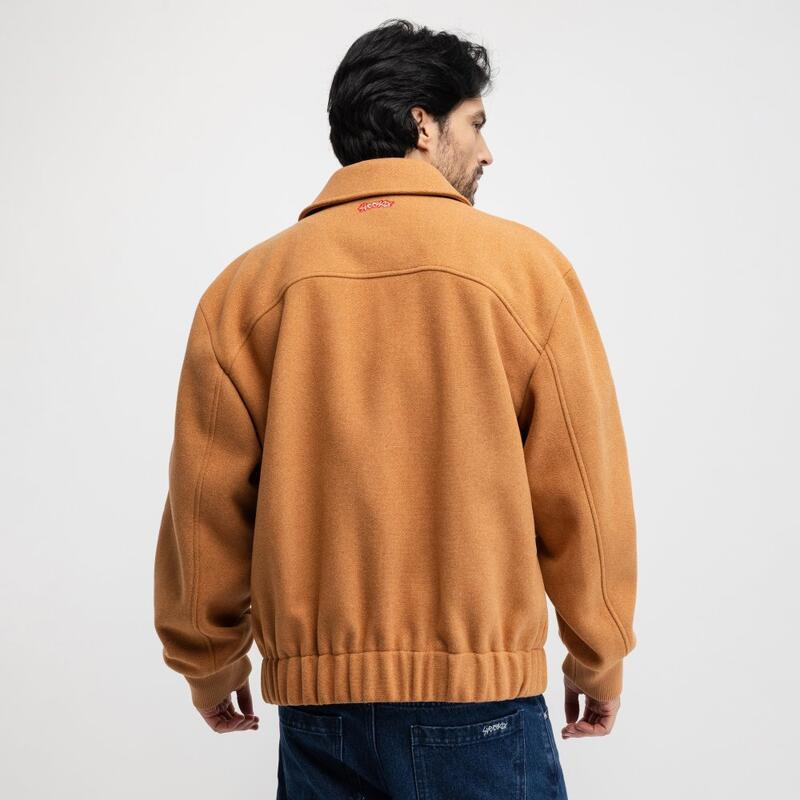 Jacheta bomber din lână pentru bărbați Gobi Camel Maro