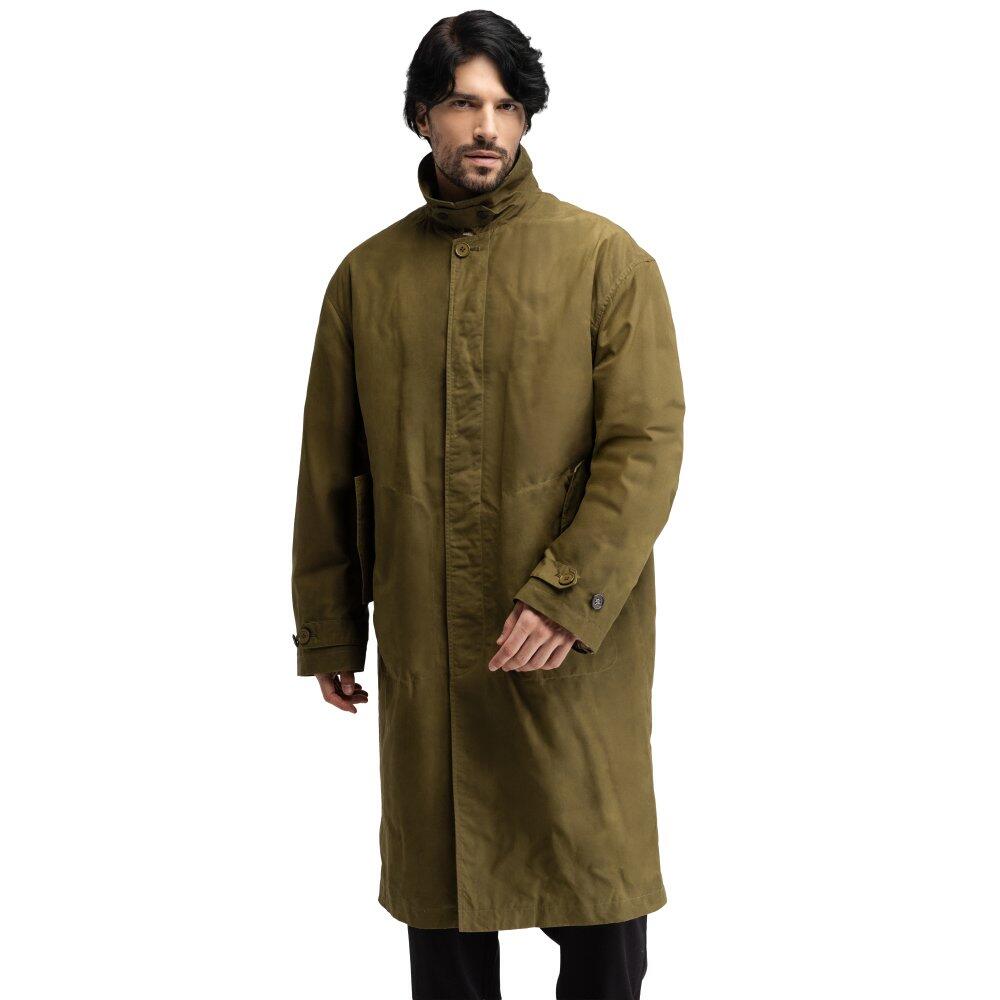 SIROKO Men 's waxed long coat Codium Green Green